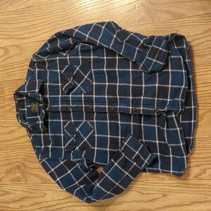 Jachs Heritage Flannel blue white long-sleeve flannel button down shirt size M